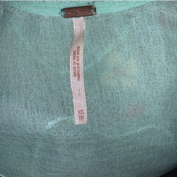 FREE PEOPLE Titan's Treasure Boho Angel Mint Green Embellished Tunic NWOT RARE - Picture 15 of 16